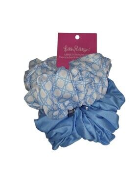 Lilly Pulitzer Large Hair Scrunchie Set Of 2 Soleil It On Me And Frenchie Blue